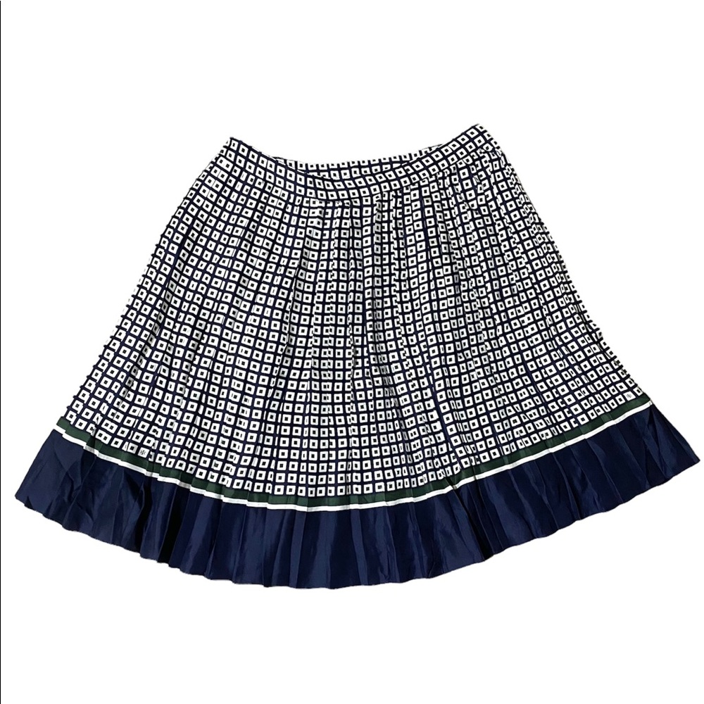 Tory Burch Marea Pleated Silk skirt square print